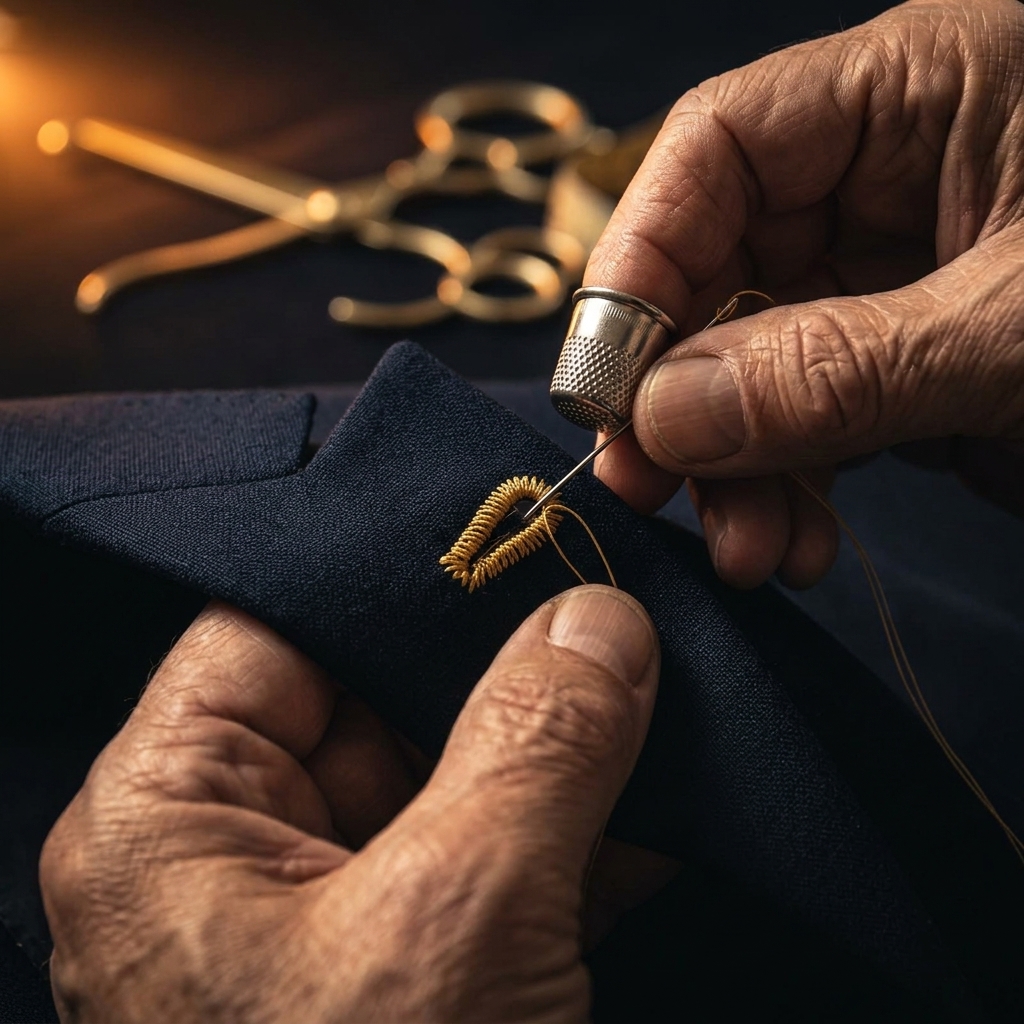 Hand basting horsehair canvas chest piece
